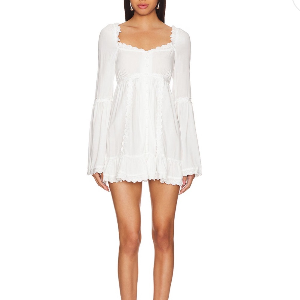 FRANKIES BIKINIS white sunflower mini long sleeve dress SOLD OUT EVERYWHERE NWT